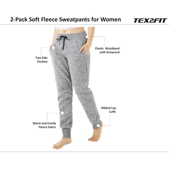 🆕Women’s Light Grey/Dark Grey Polyester Joggers with Pockets, Soft Sweat pants - Picture 2 of 6